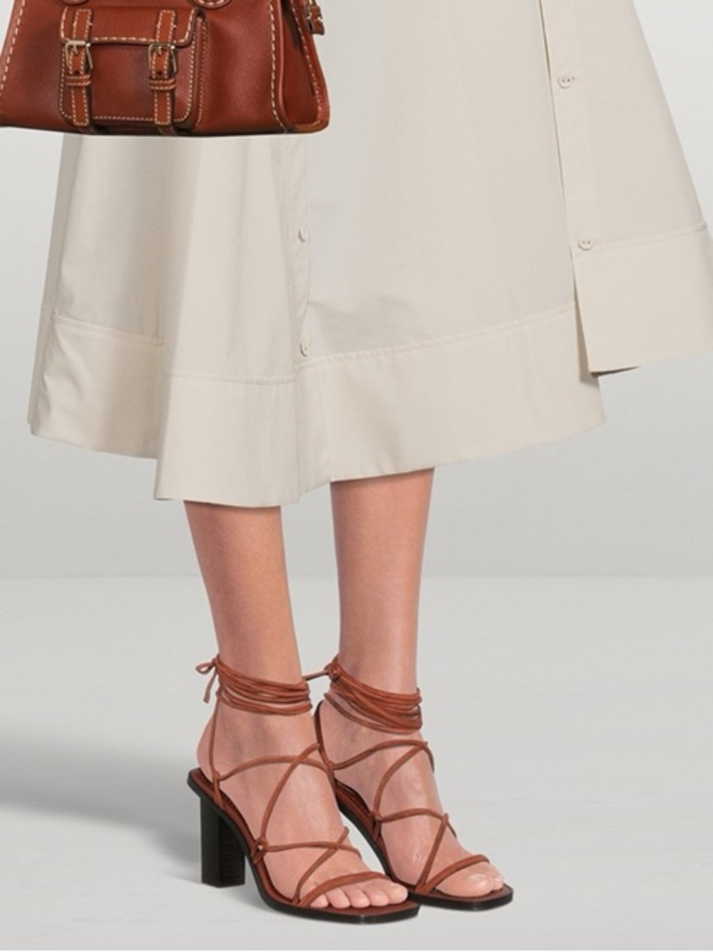 FRAME Le Doheny Brown Leather Strappy Ankle Wrap Heel Sandals EU 37 US 7